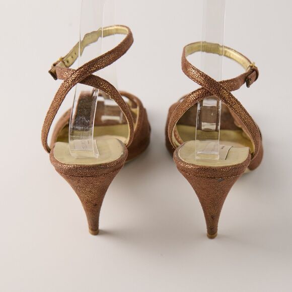 Stella McCartney Bronze Glitter Strappy Heels Sz 9.5 / 40 IT Evening Wedding Y2K - Picture 4 of 10